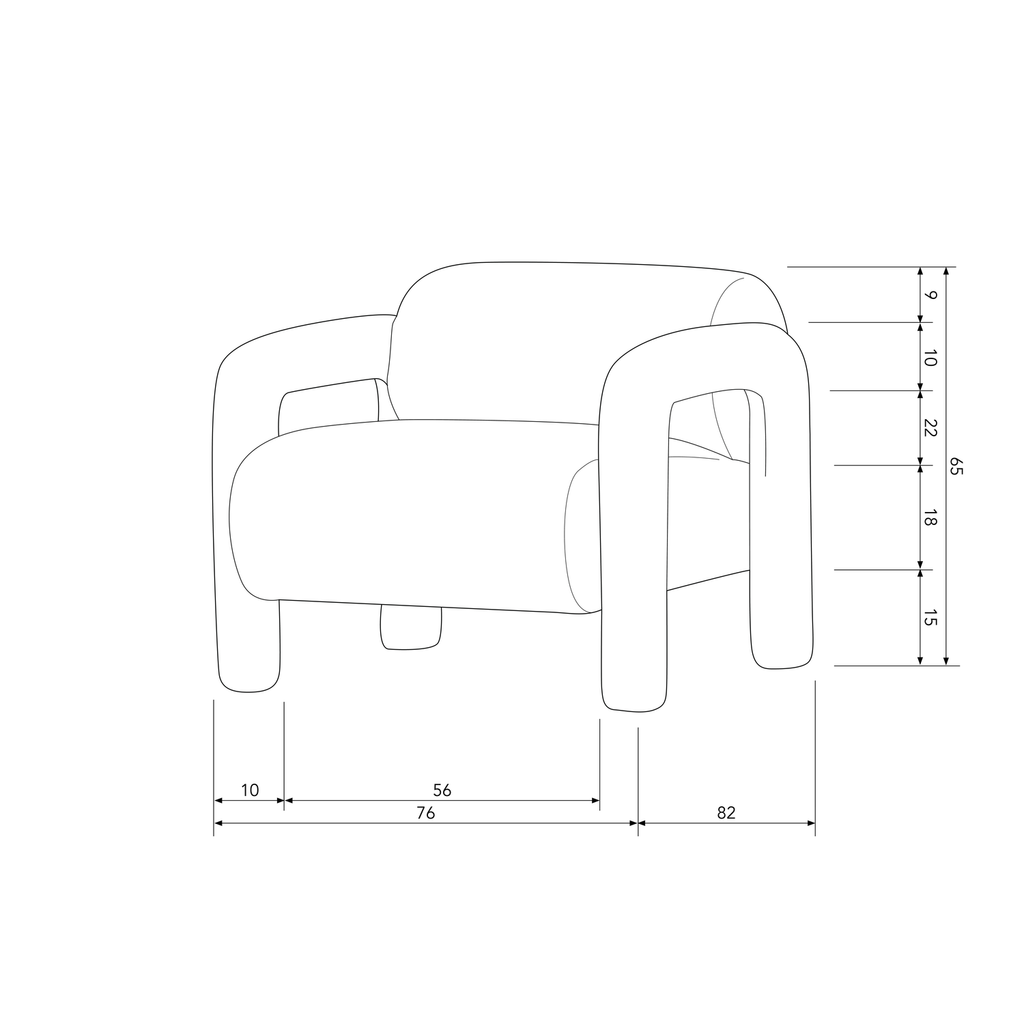 LENNY FAUTEUIL IN GROVE TEXTUUR ZAND