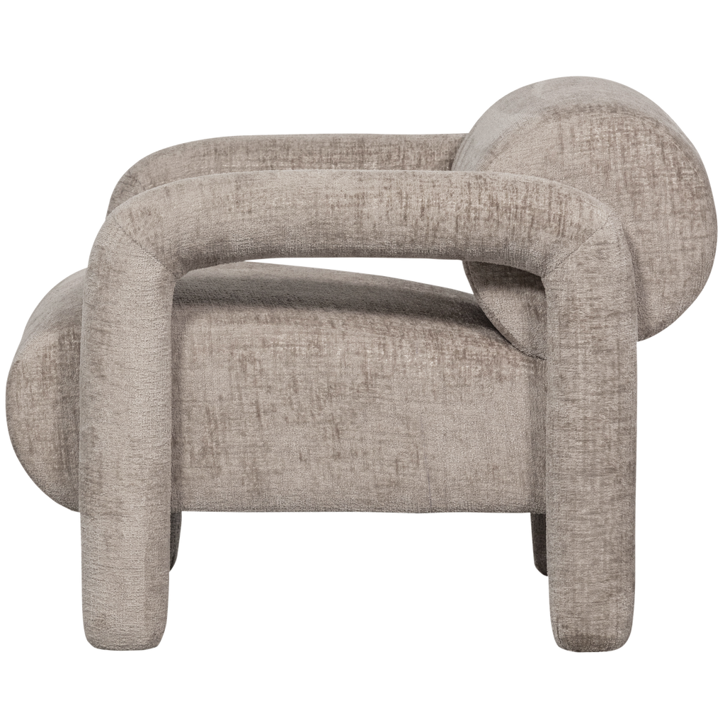 LENNY FAUTEUIL IN GROVE TEXTUUR ZAND