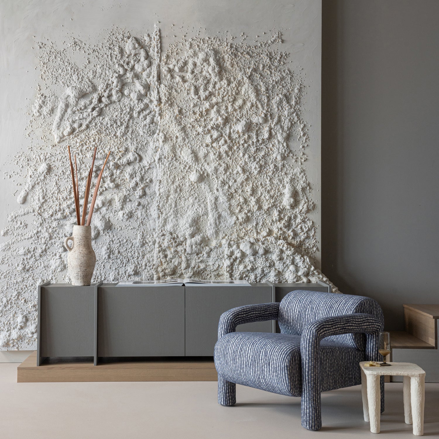 LENNY FAUTEUIL MET DESSIN GRIJSBLAUW