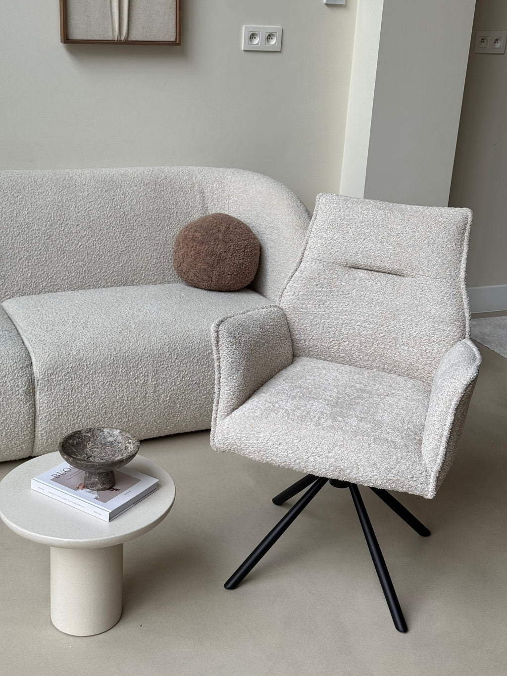 Nora Draaistoel - Beige - Chenille