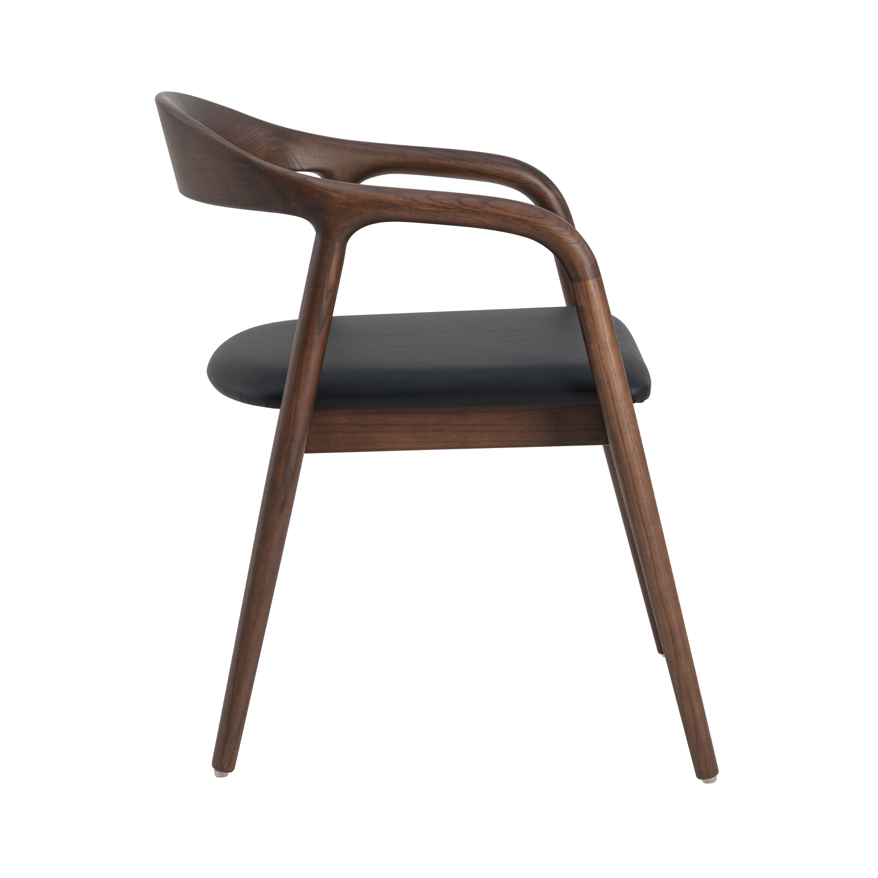 Andrea Walnoot Eetkamerstoel - Japandi Zwart PU