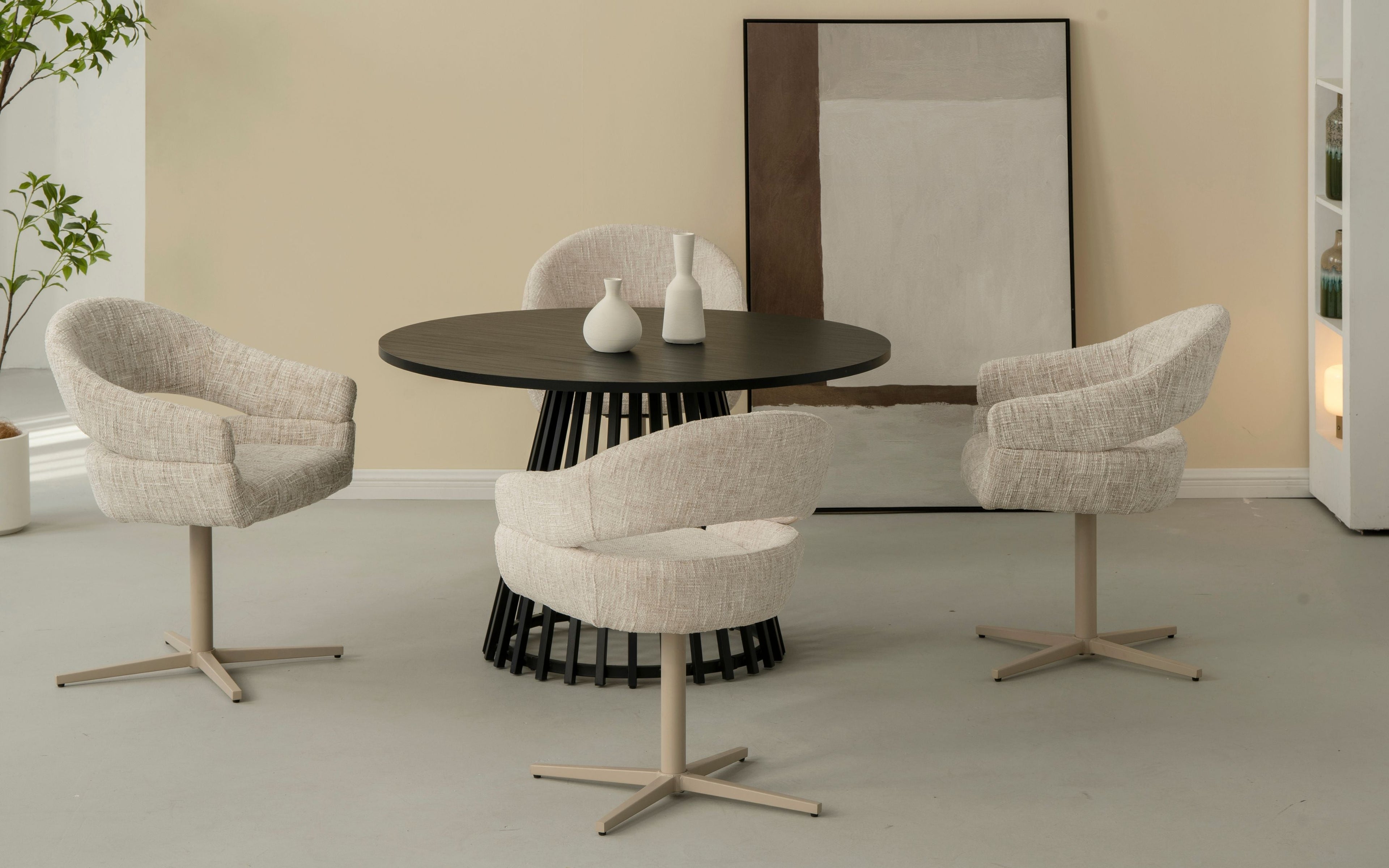 Clover Draaistoel - Beige - Chenille