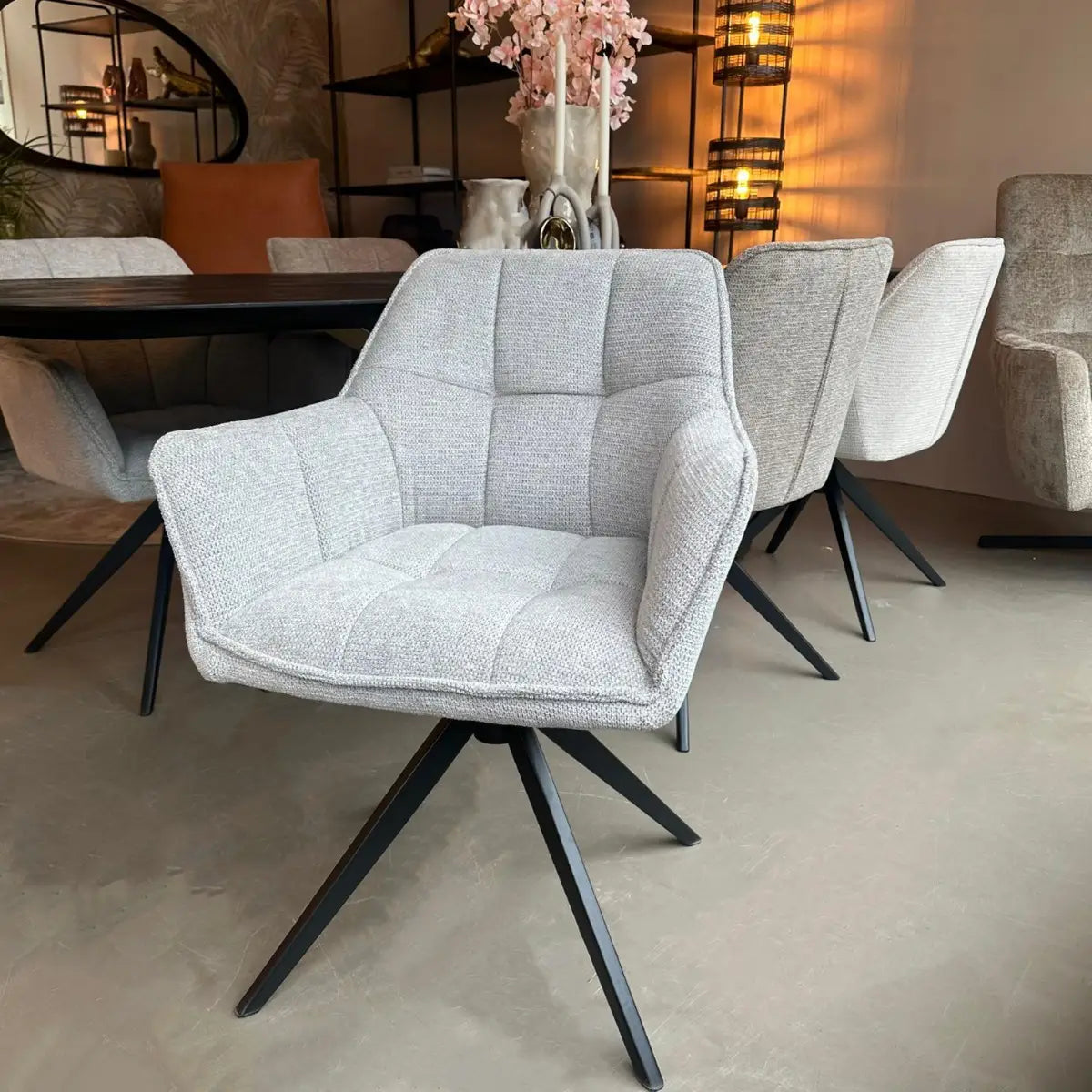 Eetkamerstoel Elise Grijs Draaibaar