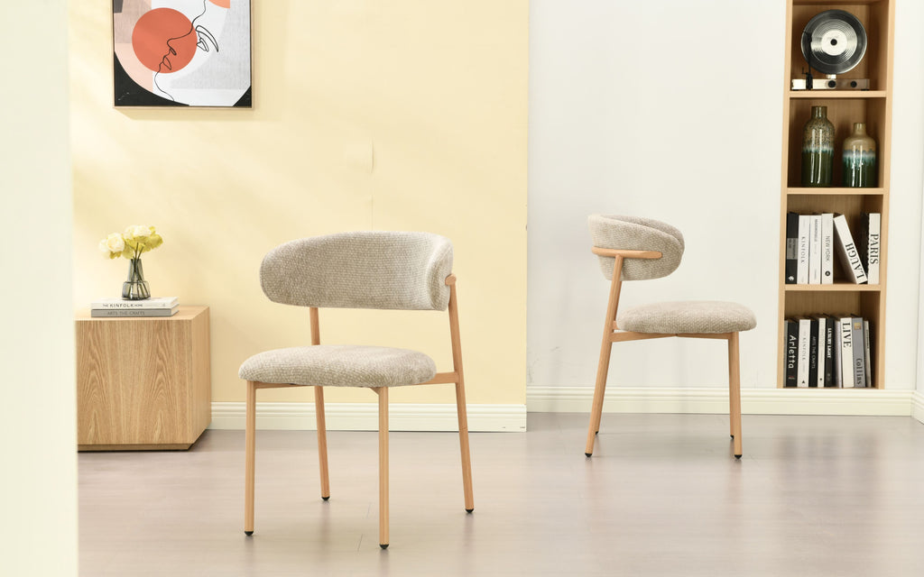 Kiara Eetkamerstoel - Beige Chenille - Naturel
