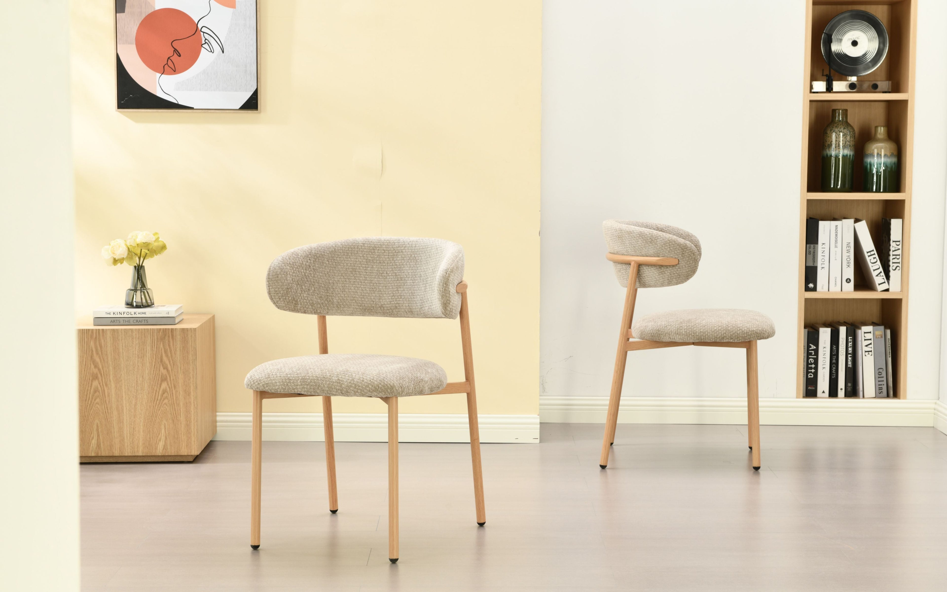 Kiara Eetkamerstoel - Beige Chenille - Naturel