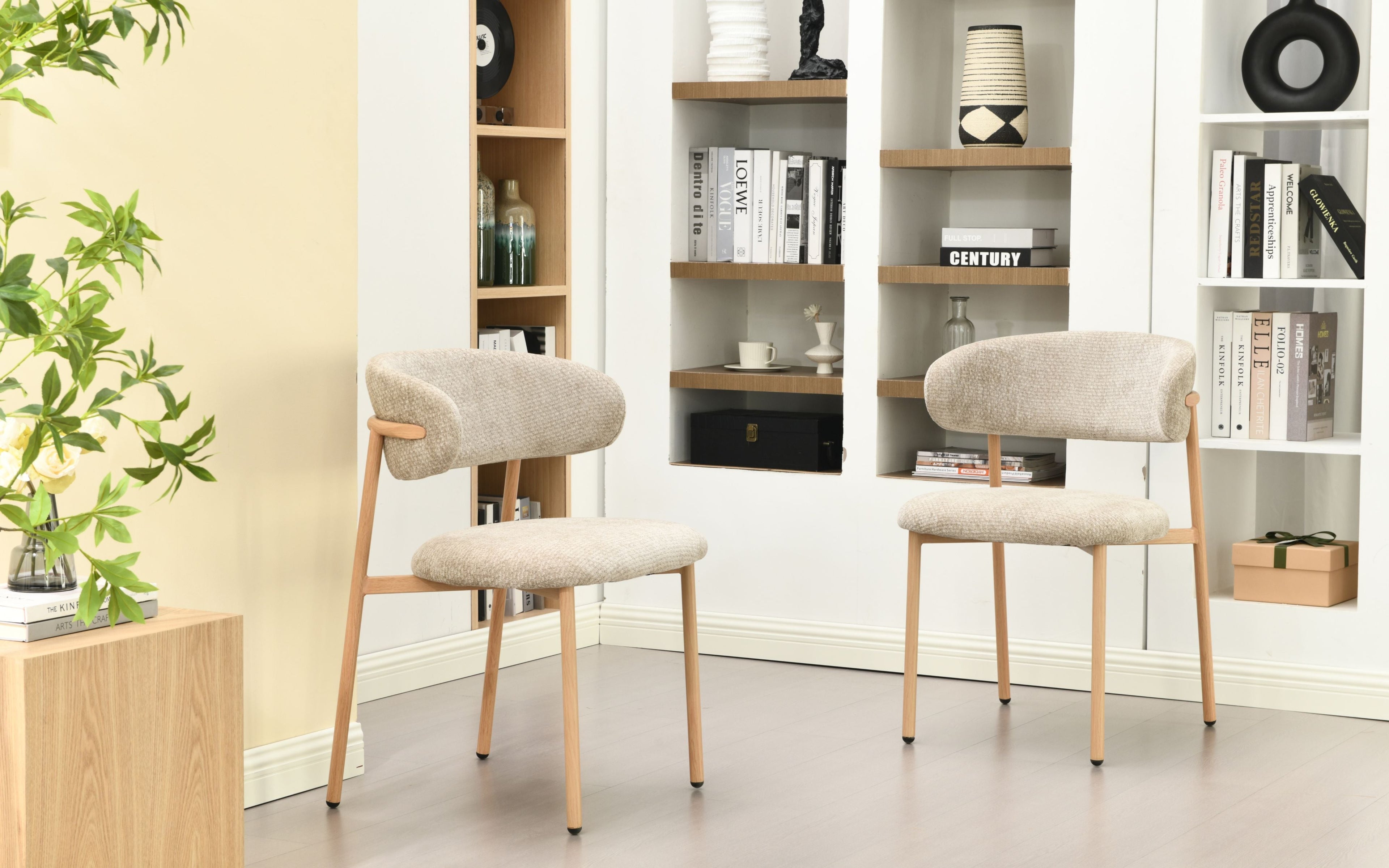Kiara Eetkamerstoel - Beige Chenille - Naturel