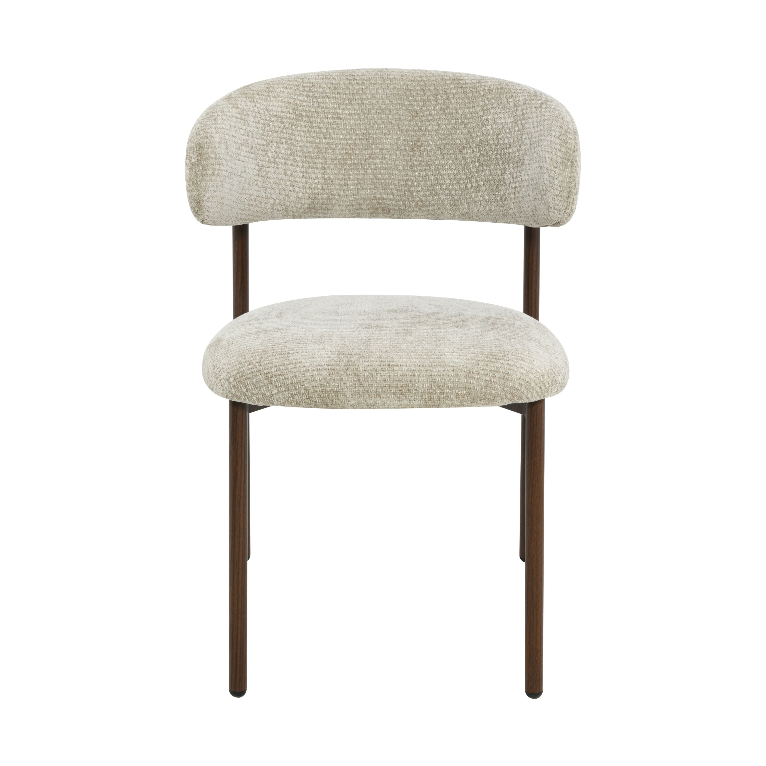 Kiara Eetkamerstoel - Beige Chenille - Walnoot