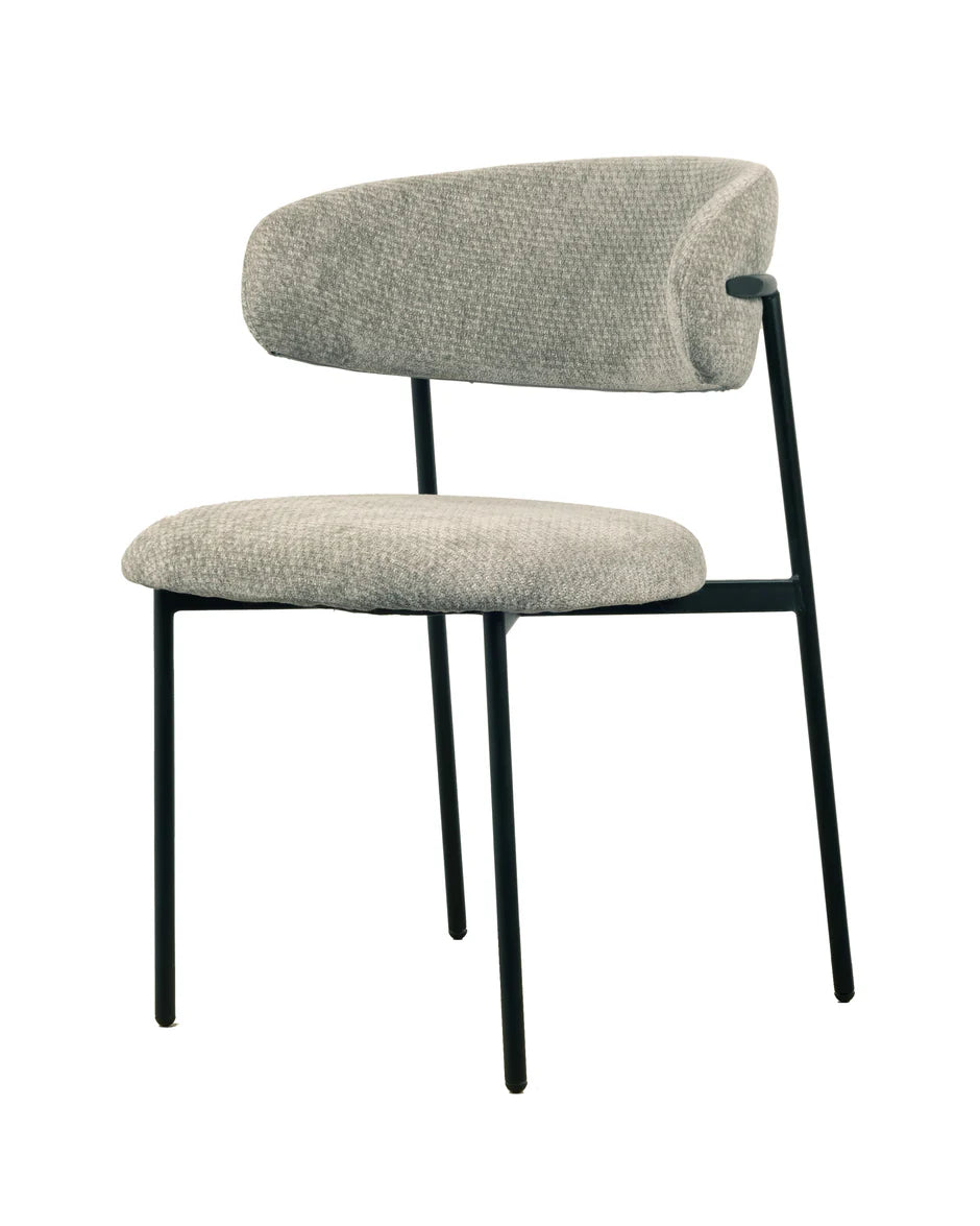 Japandi Eetkamerstoel - Beige Chenille - Naturel